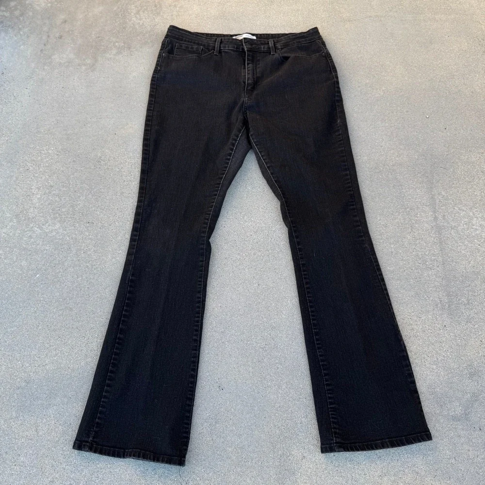 Signature by Levi‎ Strauss Women Mid Rise Bootcut Jeans Black Stretch Denim